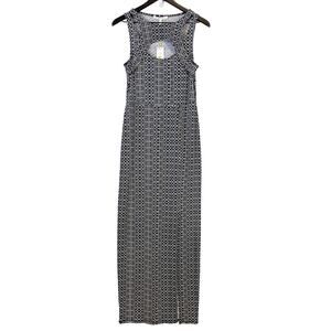 NWT BCBGeneration Size S Maxi Long Keyhole Tank Dress Black White Stretch